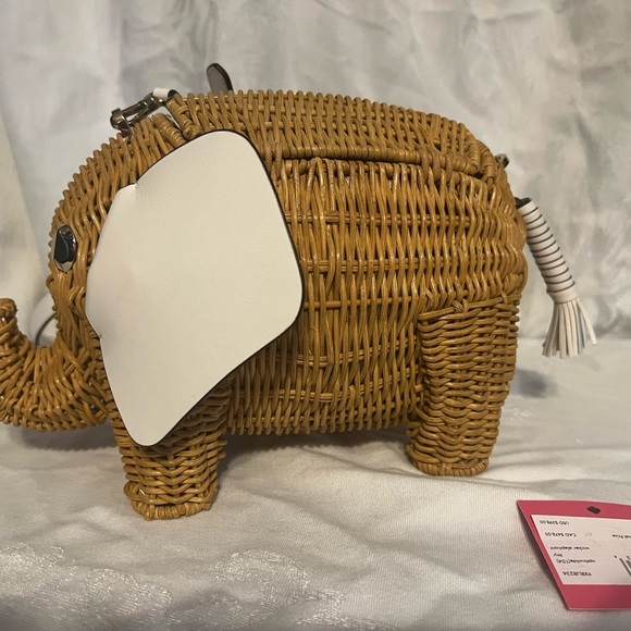 Kate Spade “Tiny” wicker elephant shoulder bag - Picture 3 of 6